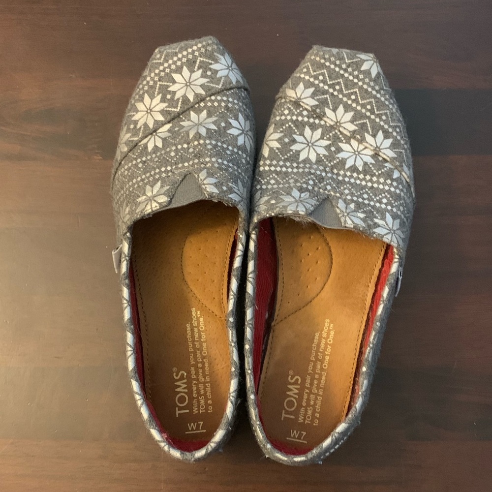 Grey Snowflake Toms Shoes